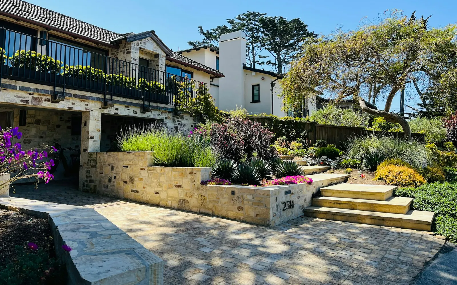 Coastal California home with landscaped front garden