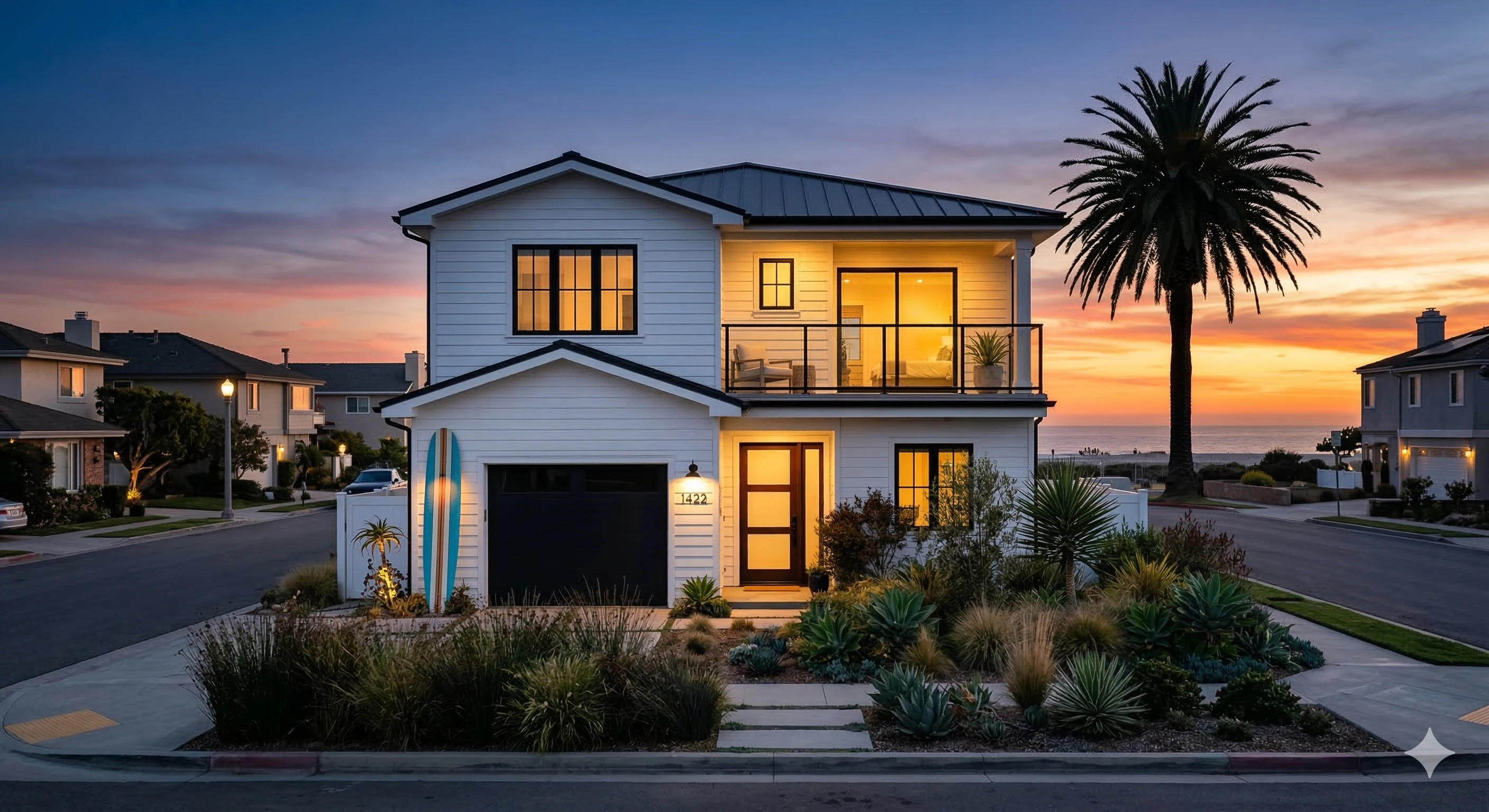 Huntington Beach coastline and residential neighborhoods in Orange County, California